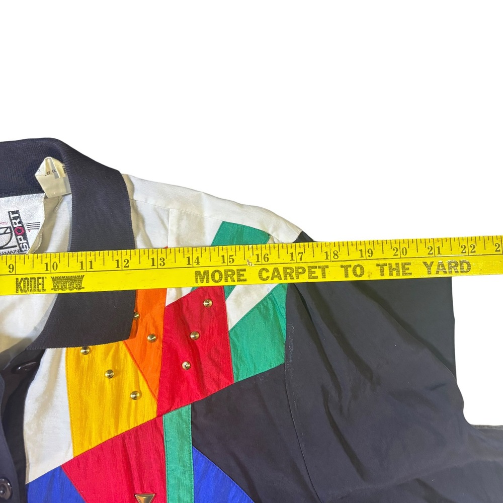 Vintage Saint Germain Sport Colorblock Studded Jumpsuit Black Multi PF‎ 88441 40 - Picture 13 of 14